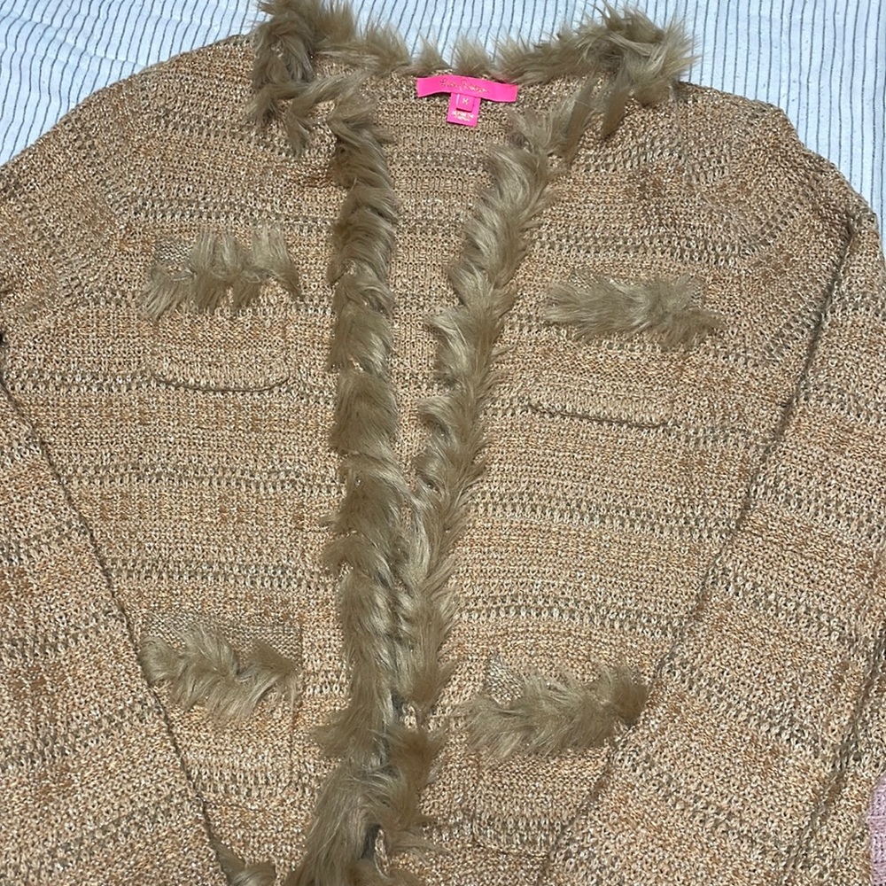 Brown/gold lilly Pulitzer sweater/jacket size med